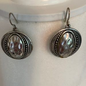 Silver Hammered Metal Round Earrings
